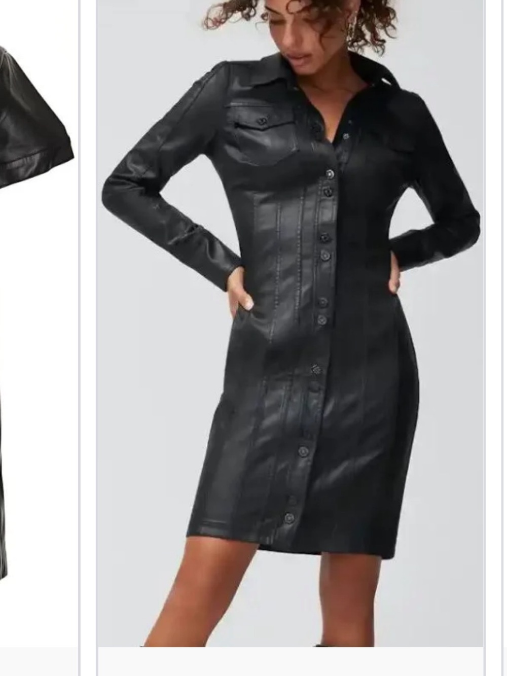 Black Faux Leather Shirt Dress Jacket